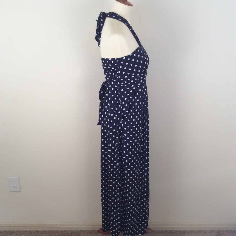 JFW by Just for Wraps Navy Polka Dot Maxi Dress - Picture 3 of 4